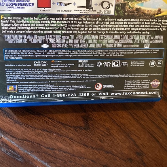 Rio 3D Blu-ray Movie discs set of 3 - Blu-ray 3D, Blu-Ray DVD, & Digital Copy - Picture 9 of 10